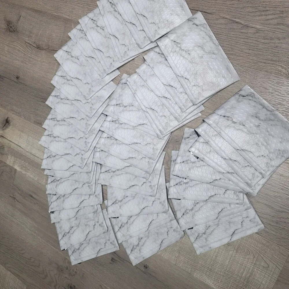 Marble-Print Bubble Mailers Set Of 37 - 5” x 7” Self-Seal Padded Envelopes
